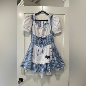 Women's Costume Dorothy Wizard of Oz Includes Toto Handbag Wicker Basket